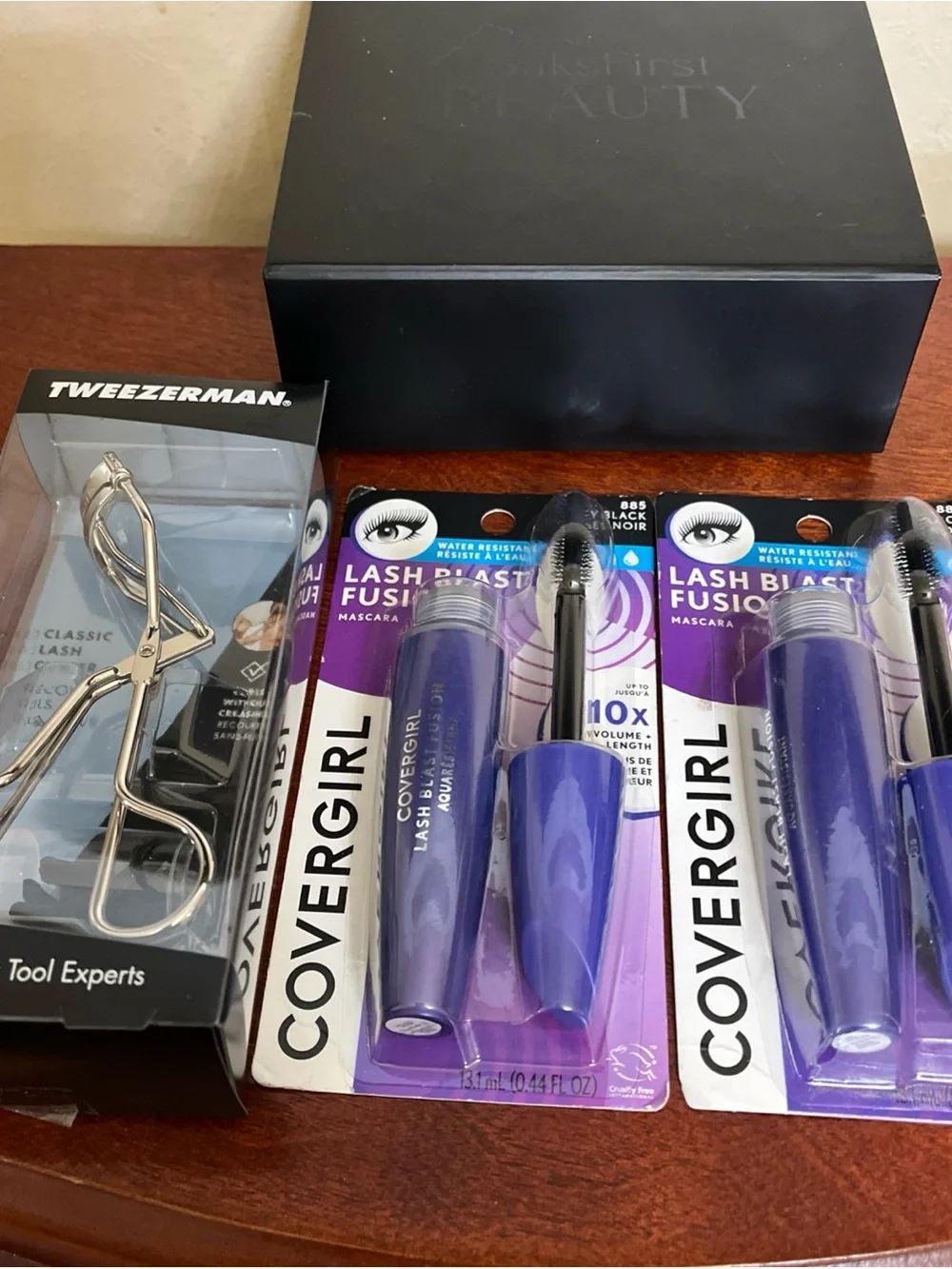 Covergirl lash blast fusion black mascara x 2 tweezerman lash curler